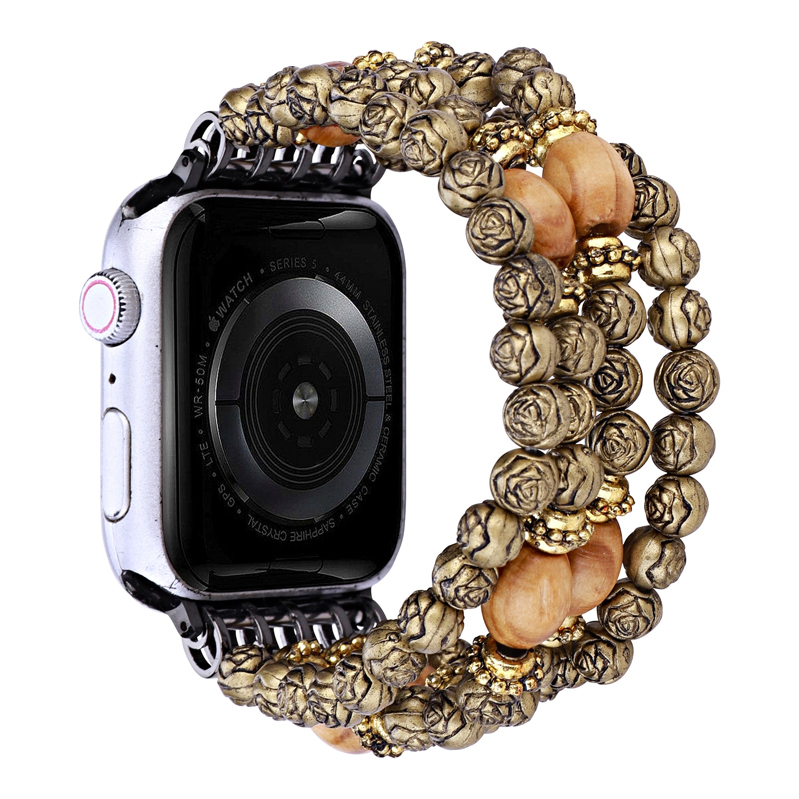 For Apple Watch Ultra Ultra 2 49mm Series 9 8 7 45mm Series 6 5 4 SE (2022) (2023) SE 44mm Series 3 2 1 42mm Beaded Watch Band Rose-beads Bracelet Wristband For Apple Watch Ultra Ultra 2 49mm Series 9 8 7 45mm Series 6 5 4 SE (2022) (2023) SE 44mm Series 3 2 1 42mm Beaded Watch Band Rose-beads Bracelet Wristband